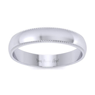 Platinum 4MM Heavy Milgrain Ladies and Mens Wedding Band, Size 10